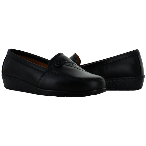 ANRO MOCASIN LISO PIEL NEGRO MUJER 49277