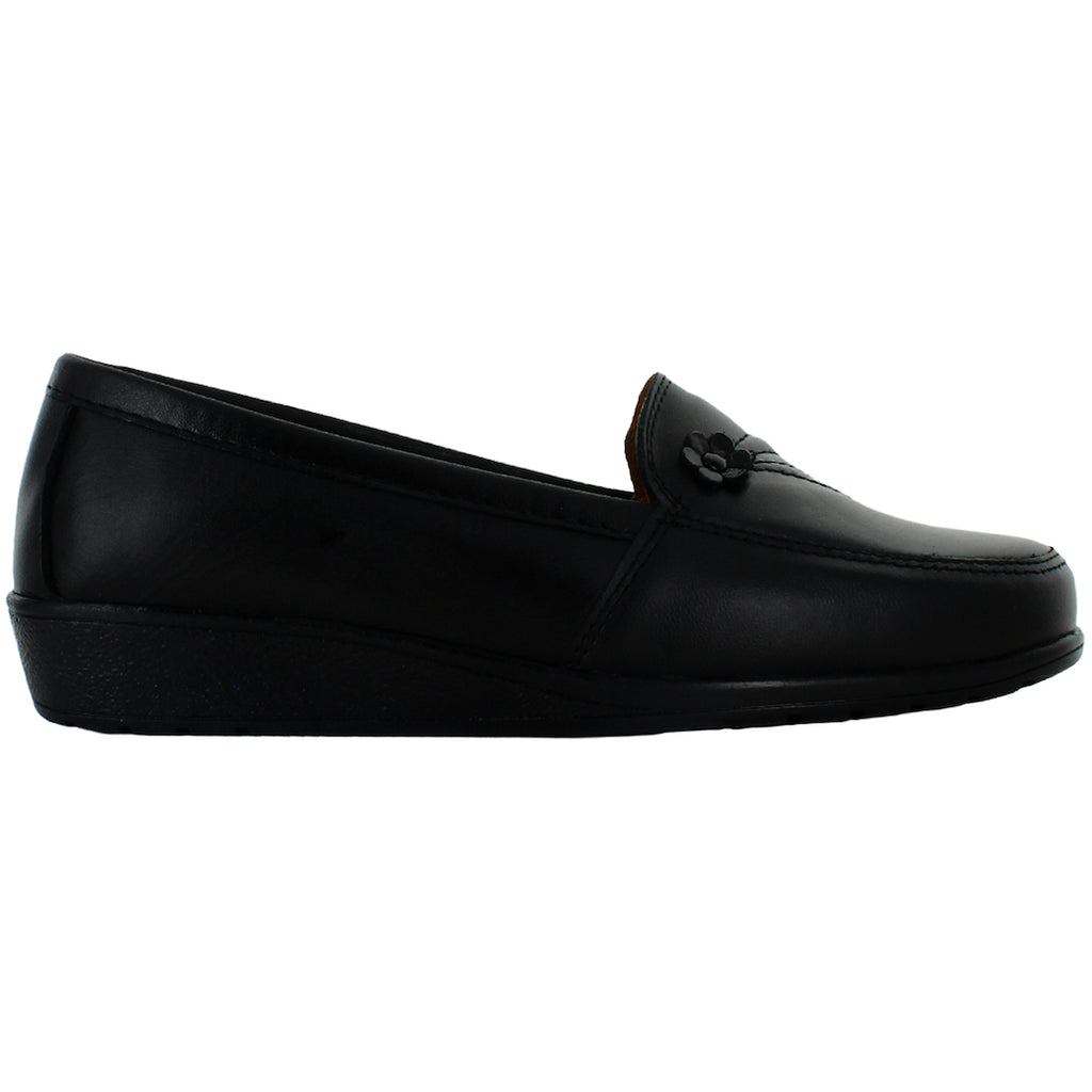 ANRO MOCASIN LISO PIEL NEGRO MUJER 49277