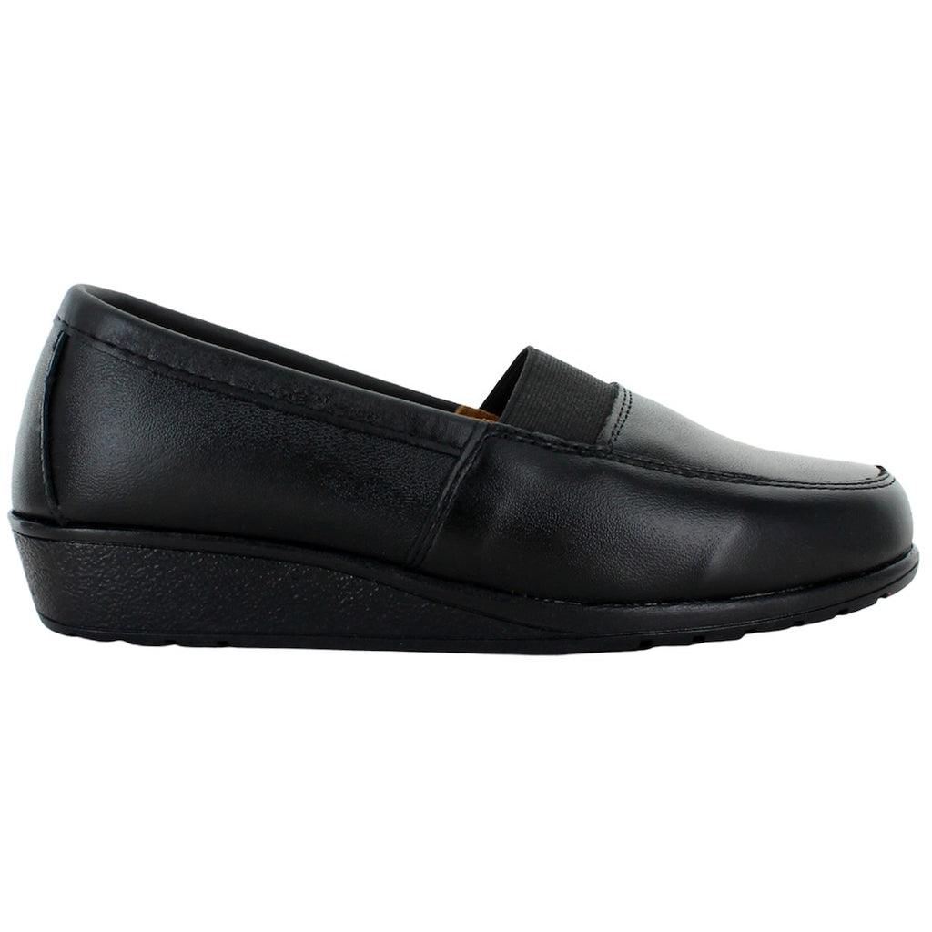 ANRO ZAPATO MOCASIN DESCANSO RESORTE PIEL NEGRO MUJER 51557