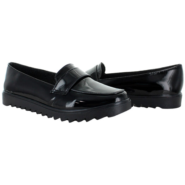 ROJO INTENSO MOCASIN MODA ELEGANTE CHAROL NEGRO MUJER 62809