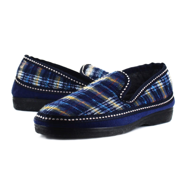 CABRALES PANTUFLA SLIP ON MARINO/CUADROS PARA HOMBRE 74082