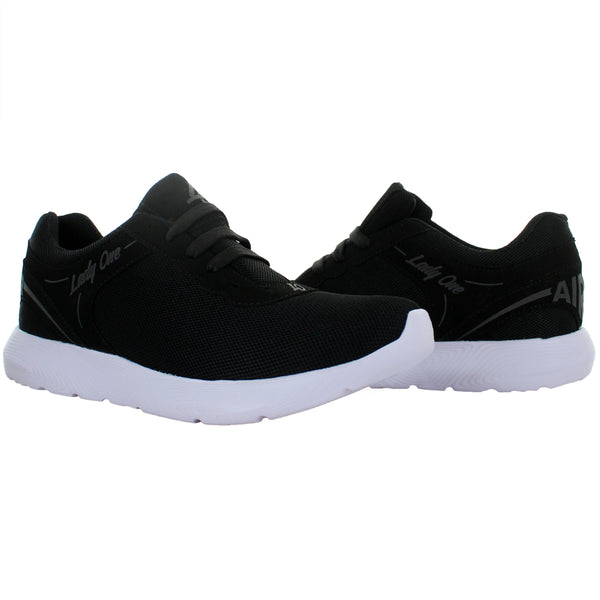 LADY ONE TENIS CORRER MODA CONFORT TEXTIL NEGRO 77303