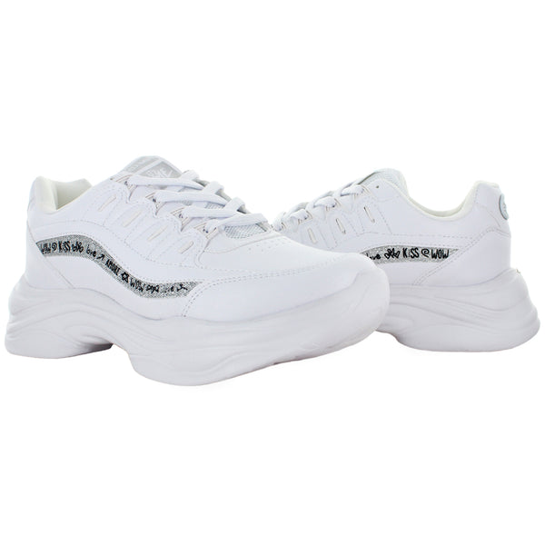 CLASBEN TENIS ESCOLAR AGUJETA SIMIPIEL BLANCO MUJER 82300