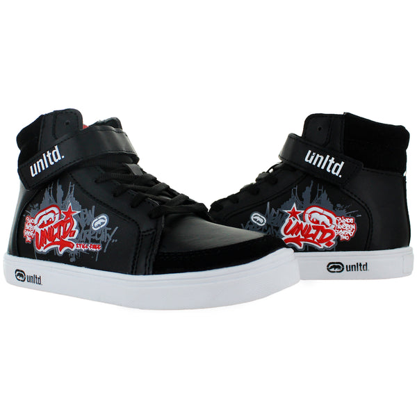 ECKO TENIS BOTA URBANO MODA CONFORT TACTOPIEL NEGRO NIÑO 82882