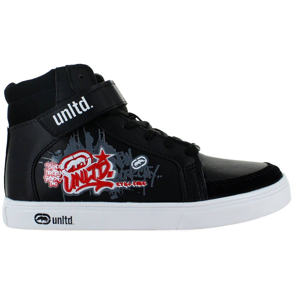 ECKO TENIS BOTA URBANO MODA CONFORT TACTOPIEL NEGRO NIÑO 82882