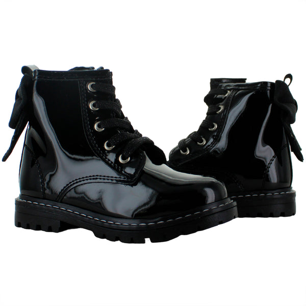 BAMBINO BOTA MODA URBANO MOÑO CHAROL NEGRO NIÑA BEBE 83163