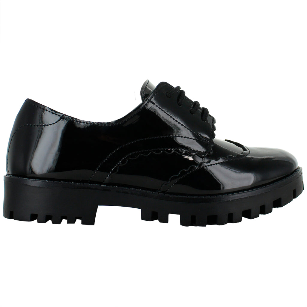 COQUETA ZAPATO CHOCLO VESTIR CHAROL NEGRO JUVENIL 83554