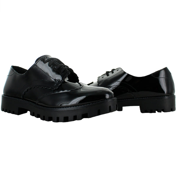 COQUETA ZAPATO CHOCLO VESTIR CHAROL NEGRO JUVENIL 83554