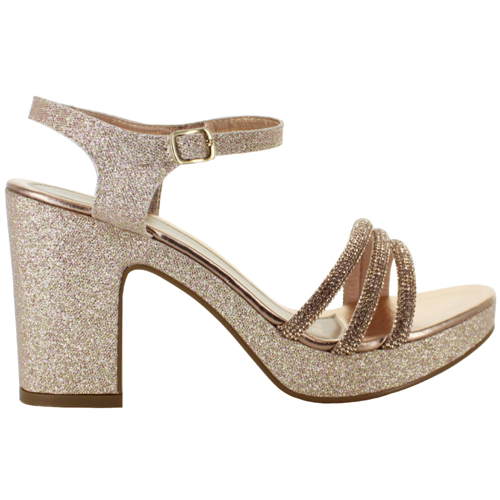 JOZA ZAPATILLA PLATAFORMA TIRAS BRILLOS DORADO MUJER 83976