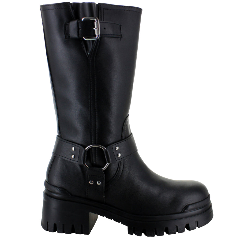 FUSION BOTA ALTA URBANA ROCK MODA BIKERS HEBILLA MUJER 91122