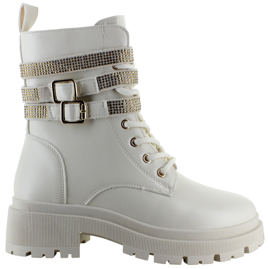 VIA URBANA BOTA MILITAR COMBAT HEBILLAS BRILLOS MUJER 91475