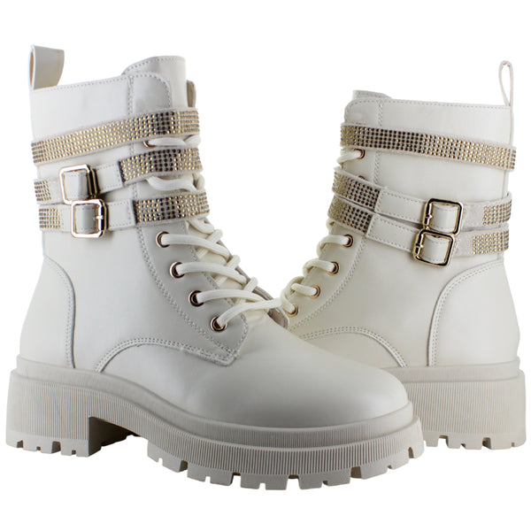 VIA URBANA BOTA MILITAR COMBAT HEBILLAS BRILLOS MUJER 91475
