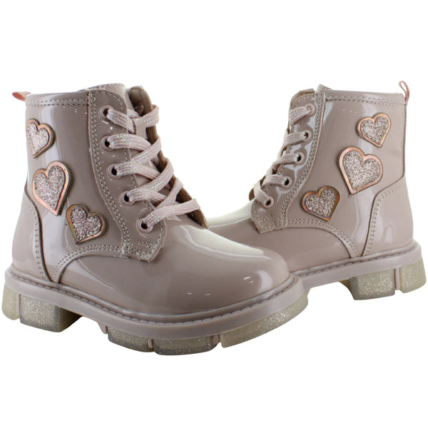 BAMBINO BOTA URBANA MODA CASUAL CORAZONES CHAROL NIÑAS 91537