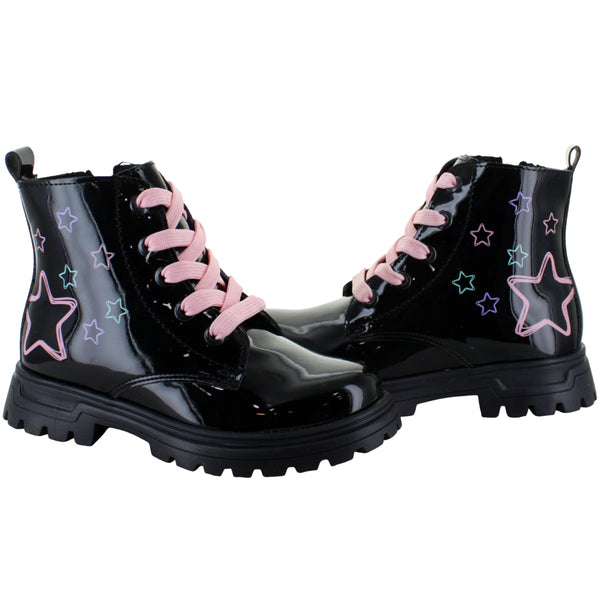 YUYIN BOTA URBANA MODA CASUAL ESTRELLAS CHAROL NIÑA 91571