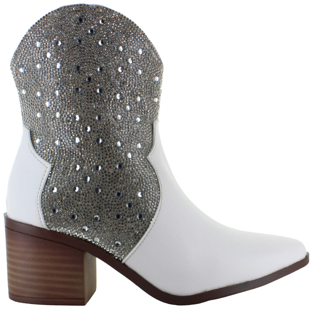 DIVA BOTA VAQUERA TACON ANCHO MODA CASUAL BRILLO MUJER 91824