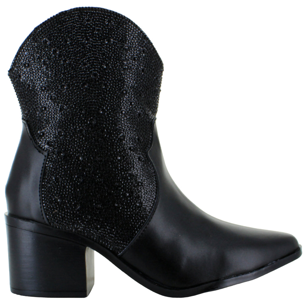 DIVA BOTA VAQUERA TACON ANCHO MODA CASUAL BRILLO MUJER 91825