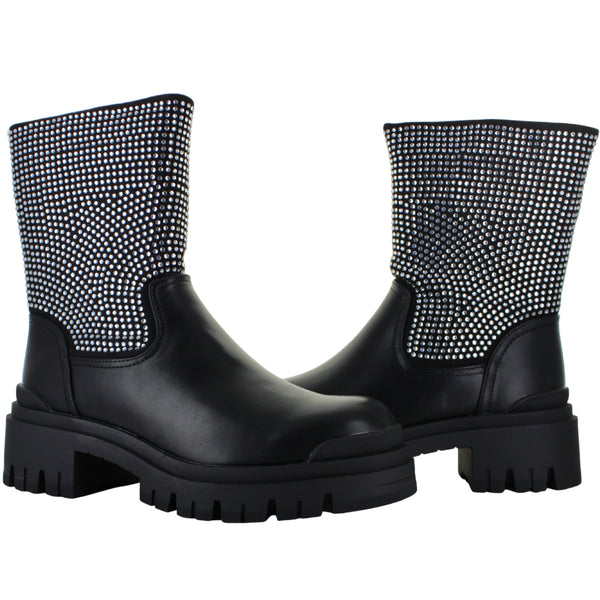 PERUGIA BOTA URBANA COMBAT MODA ELEGANTE BRILLOS MUJER 92169