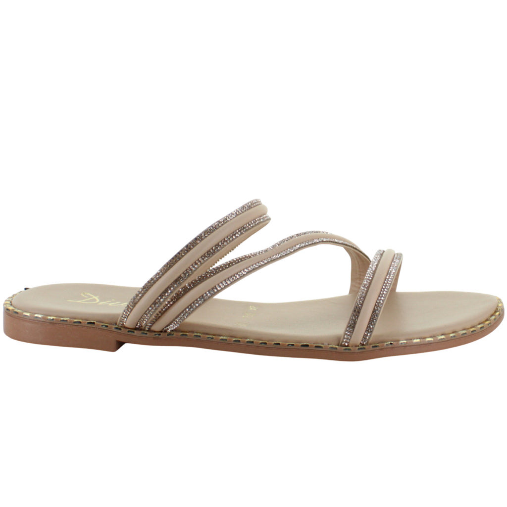 DIVA SANDALIA SLIDE MODA CASUAL ELEGANTE BRILLOS MUJER 92392