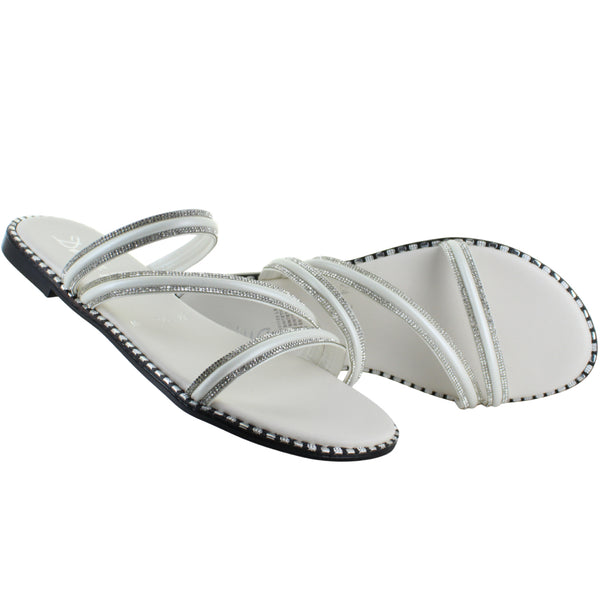 DIVA SANDALIA SLIDE MODA CASUAL ELEGANTE BRILLOS MUJER 92515