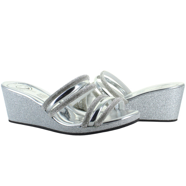 JOZA SANDALIA CUÑA MODA ELEGANTE TIRAS BRILLOS MUJER 92525