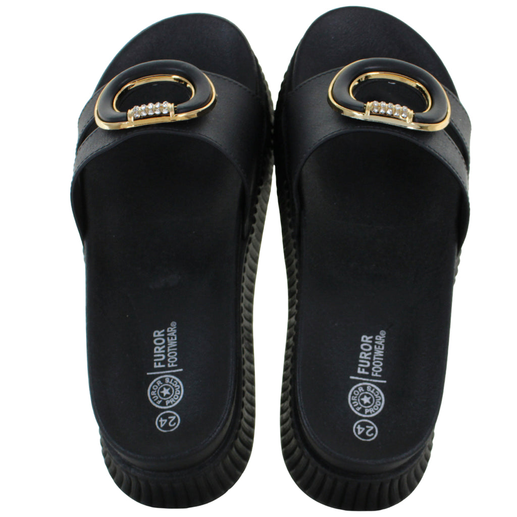 FUROR SANDALIA SLIDE SUECO MODA CASUAL ELEGANTE MUJER 93028