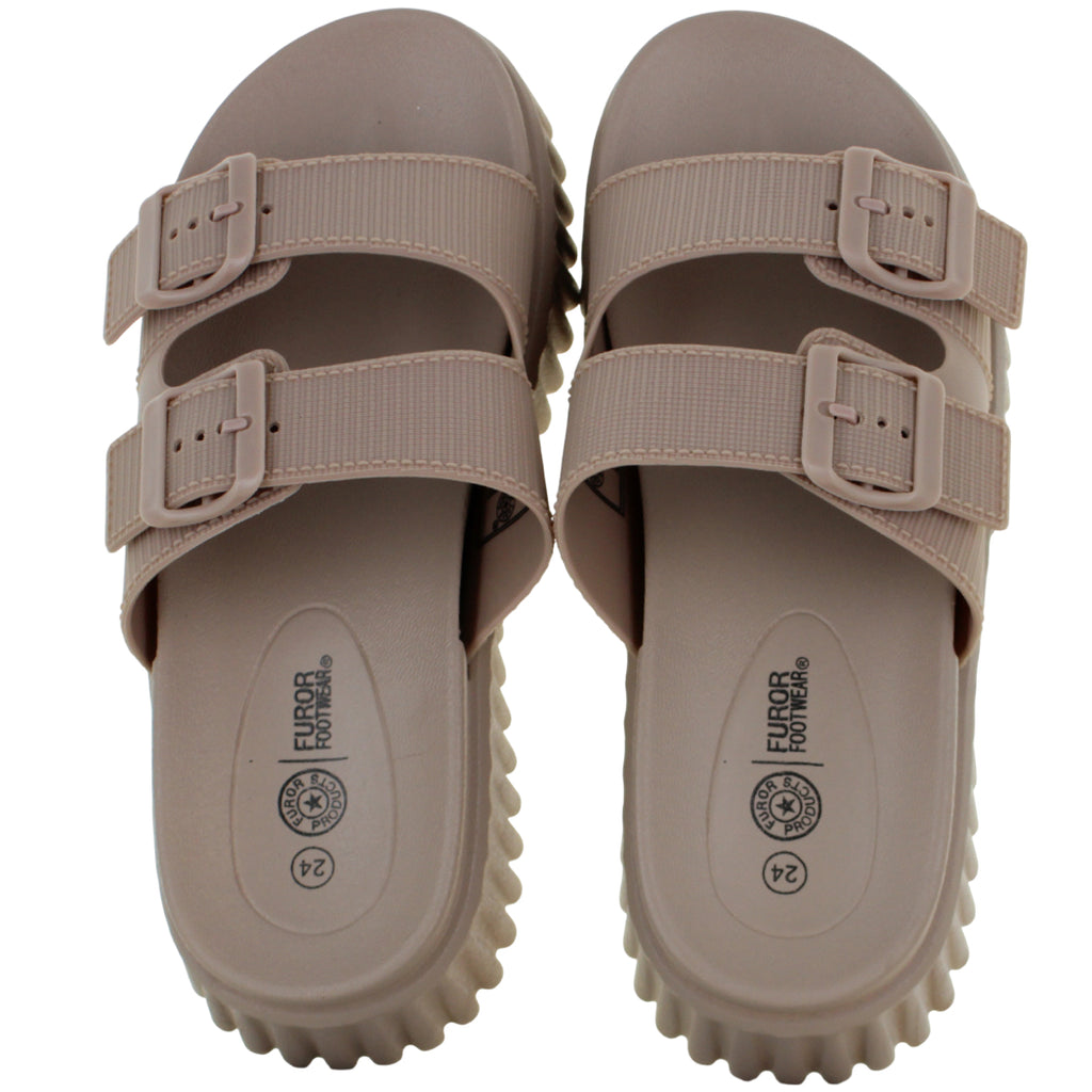 FUROR SANDALIA SLIDE SUECO MODA CASUAL HEBILLA MUJER 93029