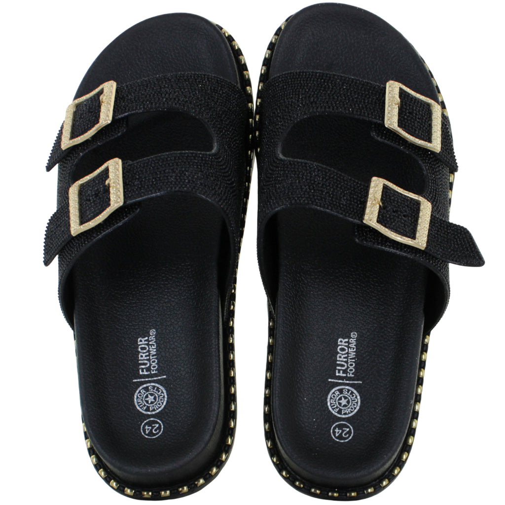 FUROR SANDALIA SLIDE SUECO MODA CASUAL HEBILLA MUJER 93030