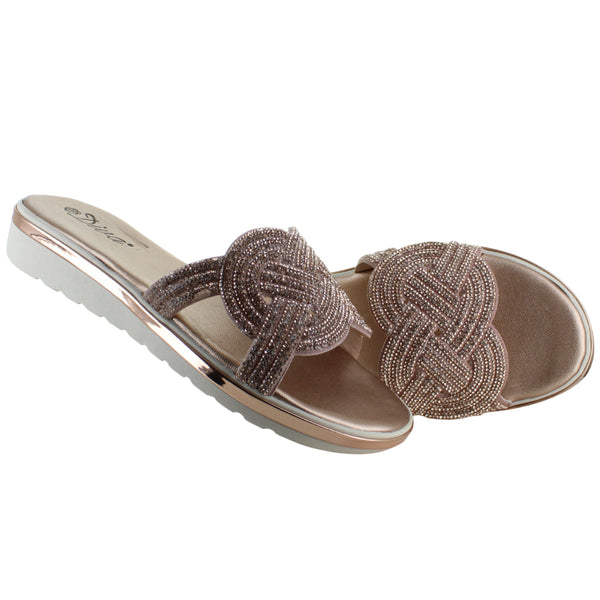 DIVA SANDALIA SLIDE MODA CASUAL ELEGANTE BRILLOS MUJER 93233
