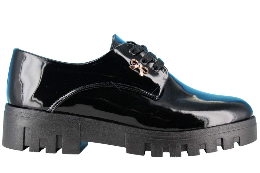 ANA POLETT ZAPATO CHOCLO MODA CASUAL LISO CHAROL MUJER 94051
