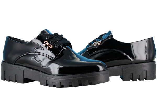 ANA POLETT ZAPATO CHOCLO MODA CASUAL LISO CHAROL MUJER 94051