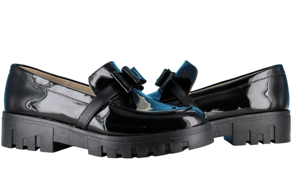 ANA POLETT ZAPATO MOCASIN MODA MOÑO LISO CHAROL MUJER 94054