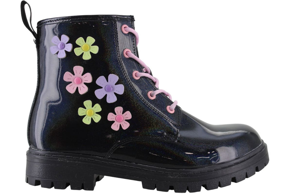 VAVITO BOTIN URBANO MODA ELEGANTE FLORES CHAROL NIÑA 95094