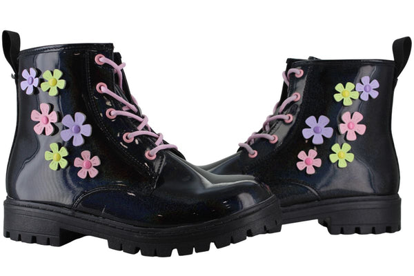 VAVITO BOTIN URBANO MODA ELEGANTE FLORES CHAROL NIÑA 95094