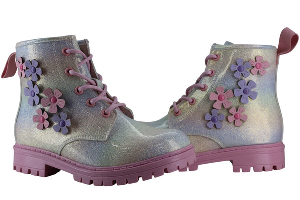 VAVITO BOTIN URBANO MODA ELEGANTE FLORES BRILLOS NIÑA 95101
