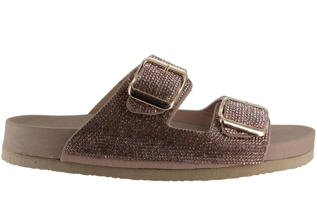 JOZA SANDALIA SLIP ON CASUAL BRILLOS HEBILLAS MUJER 95877