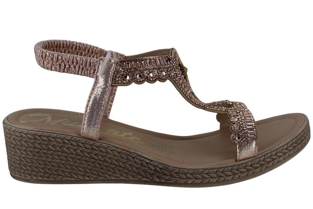 MUTANTE SANDALIA TACON CUÑA MODA ELEGANTE BRILLO MUJER 95945