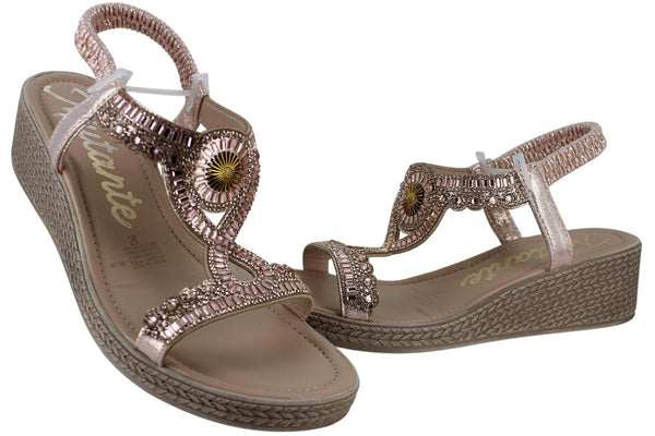 MUTANTE SANDALIA TACON CUÑA MODA ELEGANTE BRILLO MUJER 95945