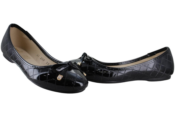 MAXIM BALERINA FLAT MODA VESTIR ELEGANTE CHAROL MUJER 96112