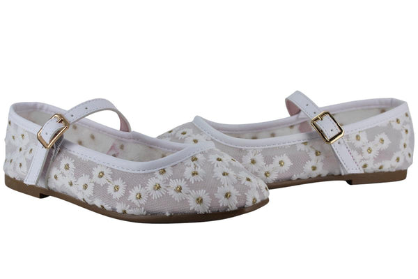 VAVITO ZAPATO BALERINA MALLA ENCAJE MARGARITAS NIÑA 96273